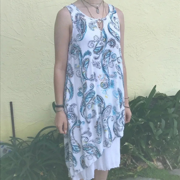 JM COLLECTION paisley print asymmetrical layered tank flowy dress NEW Size M - Picture 4 of 9